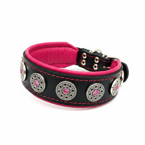 "Bijou" collar black & pink